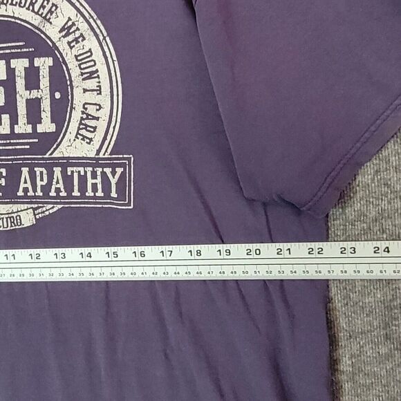 College Of Apathy T-Shirt Mens XL Purple Short Sleeve Crewneck Meh - Picture 6 of 11